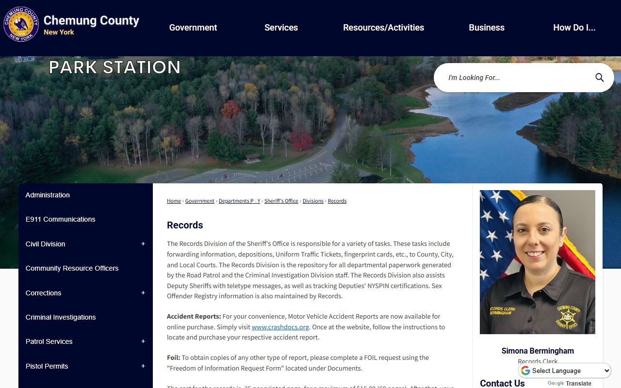 Chemung County sheriff records FOIL page for inmate records