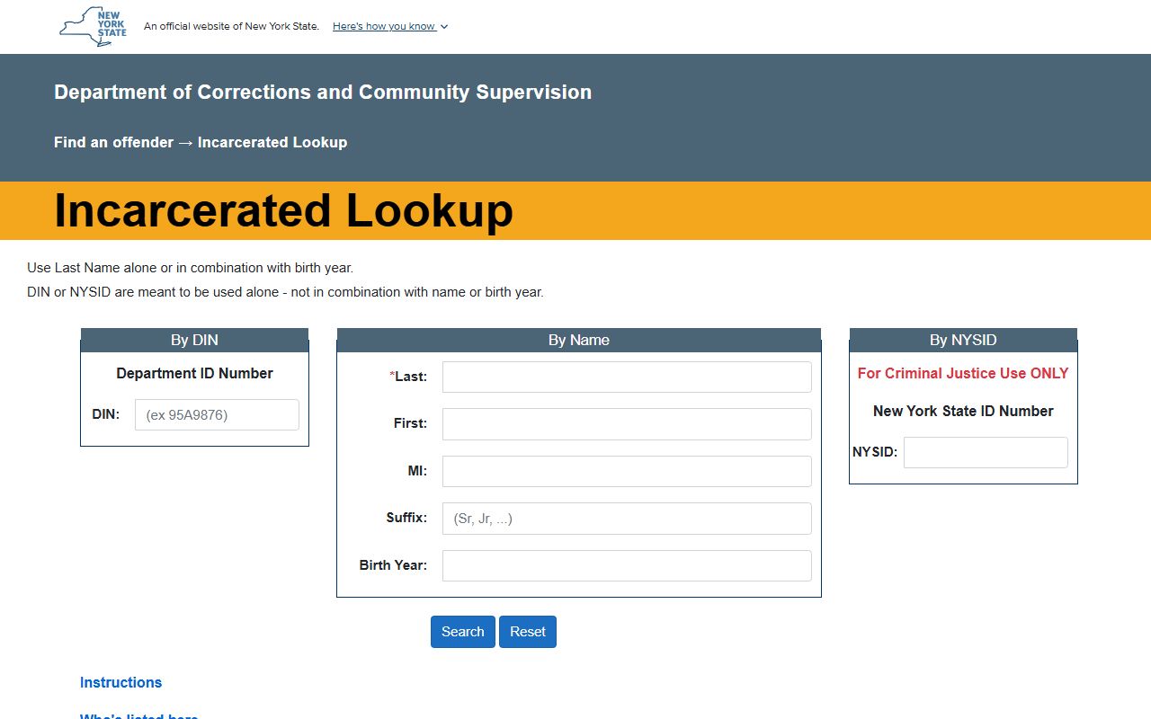 New York DOCCS incarcerated lookup portal